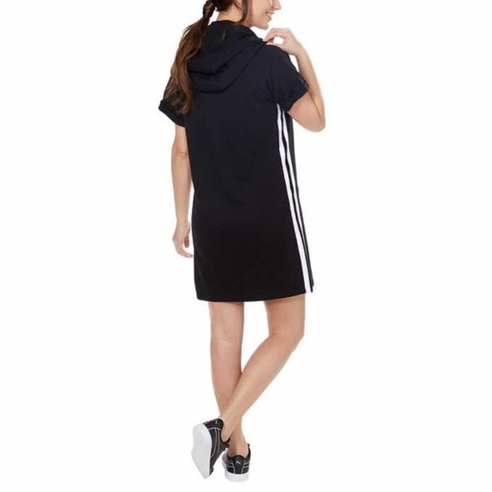 DKNY Sport Hoodie Dress Black Logo Short Sleeve Knit Athleisure Size Small NWT - Picture 3 of 10